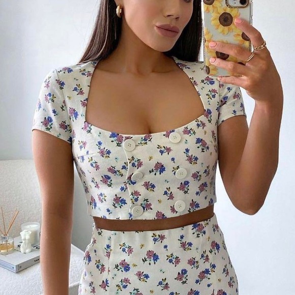 Zara linen blend floral print top NWT - Picture 3 of 8